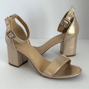CL by Laundry Jody Women's Beige Block Heel Strappy Sandals Size 7.5 | 38